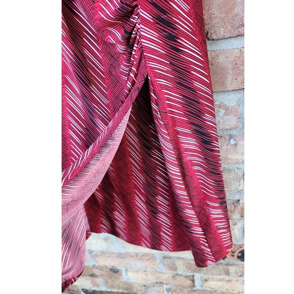 Norma Kamali Printed Surplice Faux Wrap Long Sleeve Stretch Jersey Dress Large - Picture 7 of 9